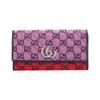 Gucci Seria GG Marmont Marmont Wielokolorowy Srebrne Logo Wzór Presbiopii Color Blocking Tkanina i Skóra Portfel Portfel Damski Różowy/Czerwony