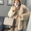 Autumn and winter fur jacket women's European and American casual loose fox fur jacket suit collar toka environmentally friendly fur jacket women