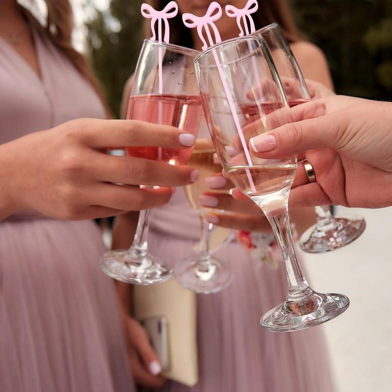 10 Pieces Cocktail Stirrers Bow Drink Stirrers Fruit Food Picks Cocktail Stirrers Suitable For Bow Theme Party Birthday Wedding