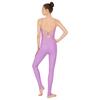 Tuta da ginnastica da donna asimmetrica sulle spalle con schiena scoperta e cinturini, pantaloni lunghi con strass