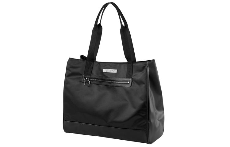 PUMA Fabric+Artificial Leather Tote Bag, Shopping Bag, Gym Bag, Handbag Regular Women s Black 078352-01