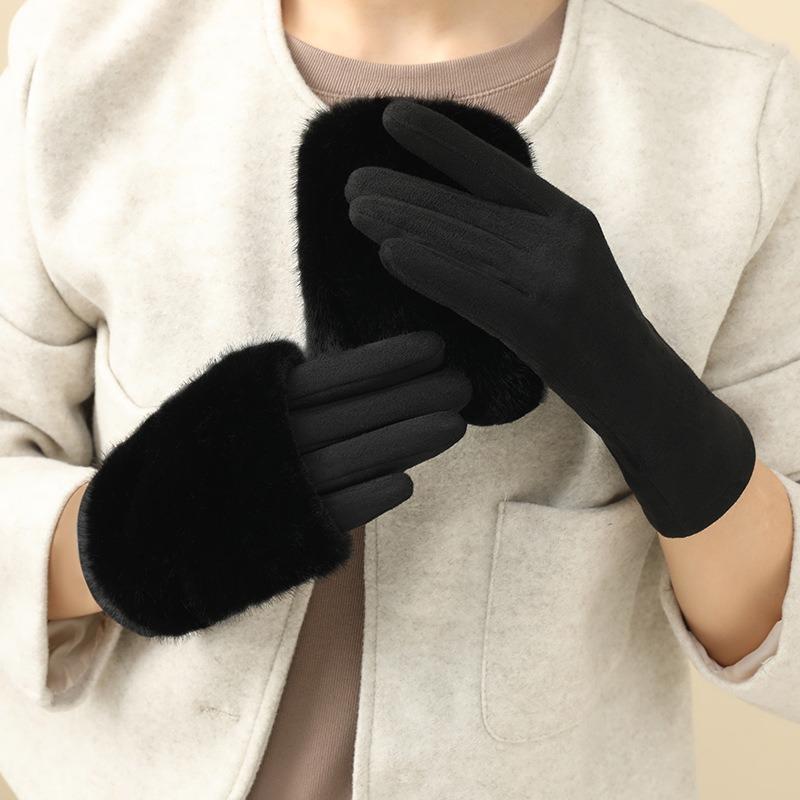 Three in One Touchscreen Faux Mink Gloves Women Winter Warm Leather Fingerless Mittens Convertible Design Cold Weather Handwear