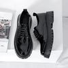 Large Size Men's Shoes Fashion Glossy Big Head Leather Shoes British Style Thick Sole Heightening Trend Youth Trendy Shoes