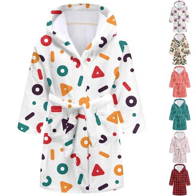 Children's Long Bathrobe Printed Flannel Pajamas