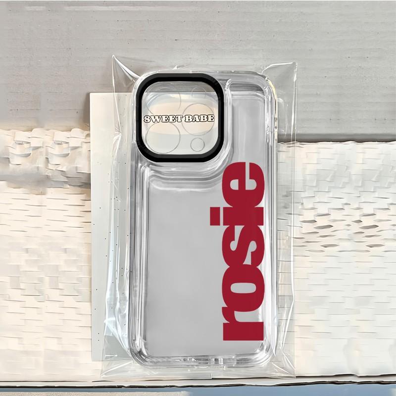 Korea R-ROSIE pink letters Phone Case For Xiaomi Redmi Note K60 15C 15 14 13 12 12C 11 10 10C 13C 10X A5 K50 Pro Plus Ultra 4G5G