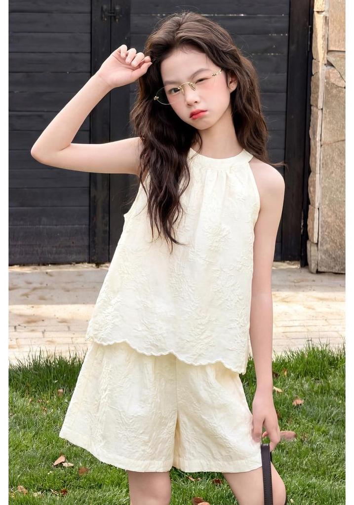 2026 Girls' Princess Style Summer Embroidered Camisole & Shorts Set