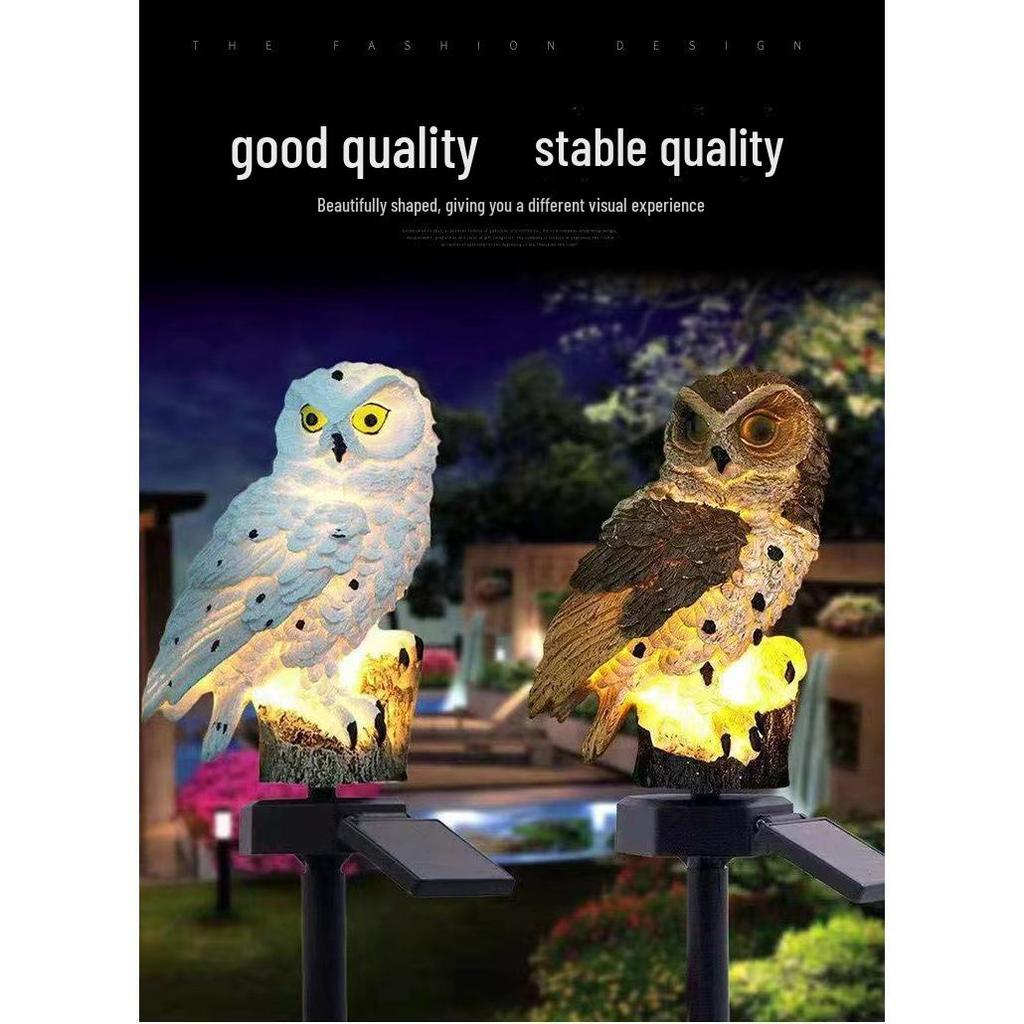 Solar Eule LED-Licht aus Kunstharz - Wasserdichte Außendekoration für Gartenwege.