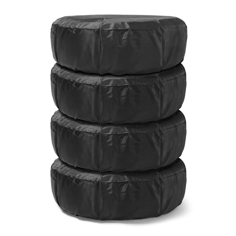 QC Black 4Pcs Wheel Tire Covers Case Car Tires Storage Bag Vehicle Wheel Protector for RV Truck Car Camper Trailer Car Styling