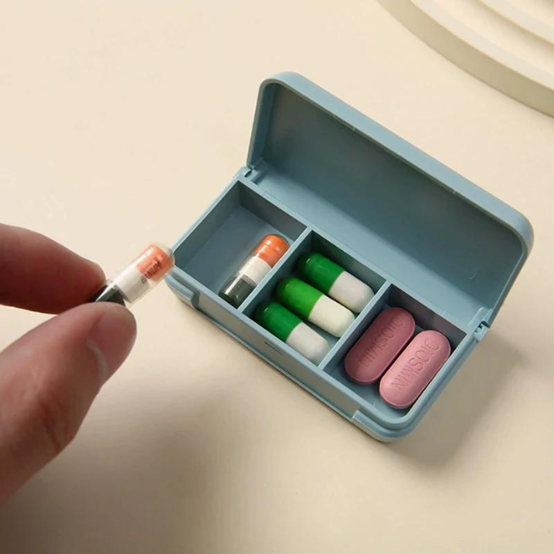 3Grids Mini Pill Case Portable Travel Pill Box - One Day Tablet Storage Container Plastic Medicine Holder Organizer