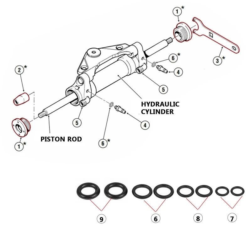 1 Set Guarnizioni Cilindro Sterzo Idraulico Montaggio Frontale Hs5167 Con Set Chiavi Per Seastar Accessori Auto