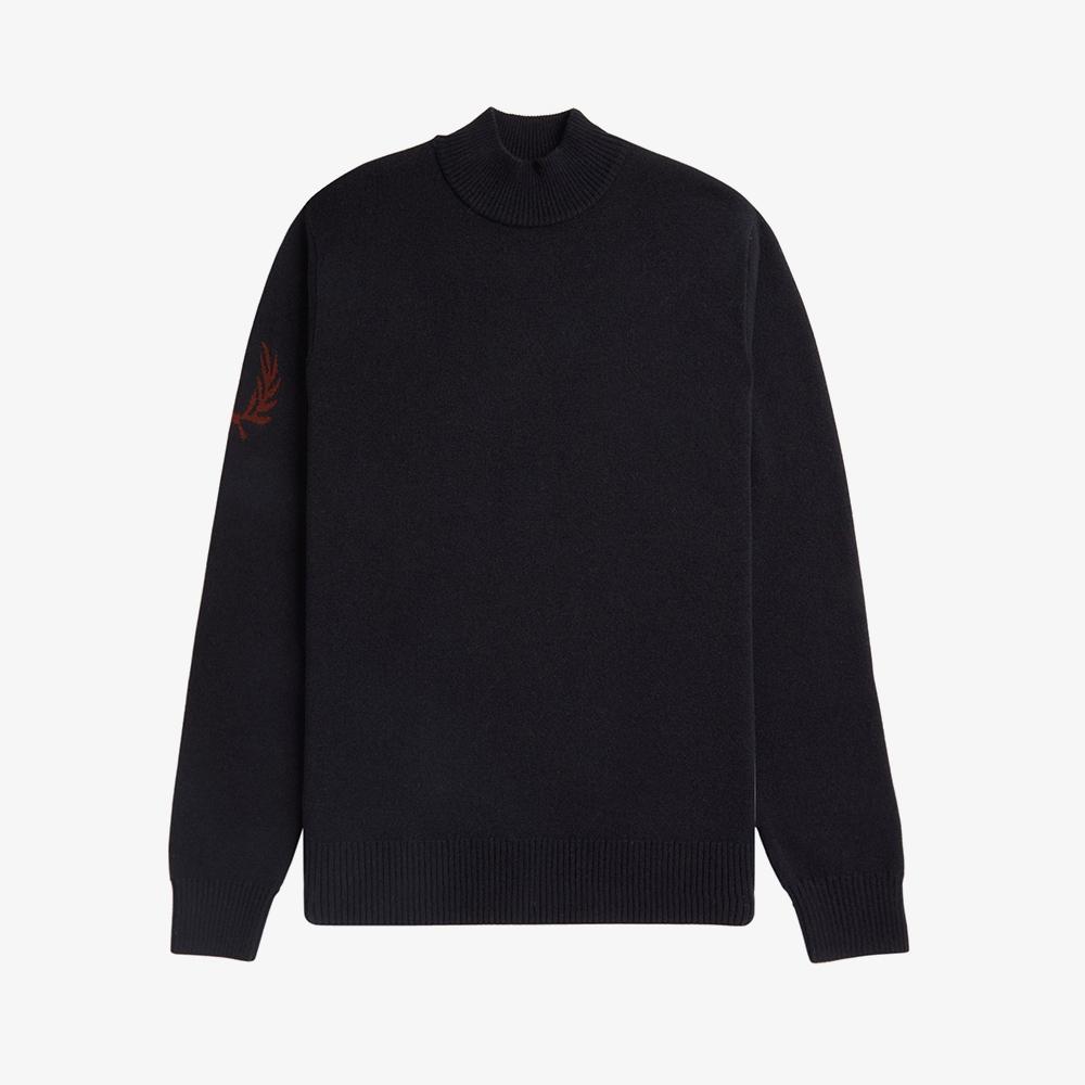 FRED PERRY [Sharp] Laurel Wreath Mock Neck Knit - Black Afpm2438530-102