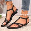Fashion Low Heel Sandals Summer New Crossover Slim Strap One Buckle Soft Sole Anti-slip Wear-resistant Wedge Shoes