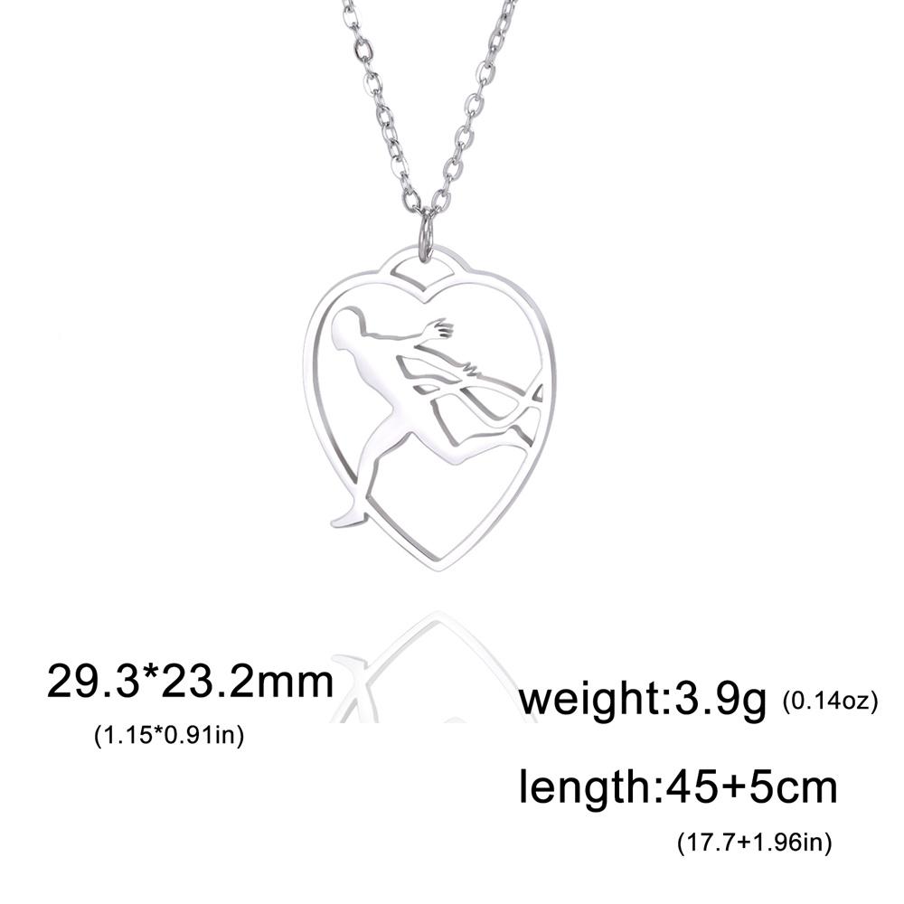 Dancer Rhythmic Gymnastics Round Pendant Necklaces for Women Girls Stainless Steel Gymnast Yoga Necklace Sport Jewelry