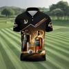 2026 nova camisa polo casual esportiva masculina de manga curta com estampa divertida de padrão de golfe, respirável