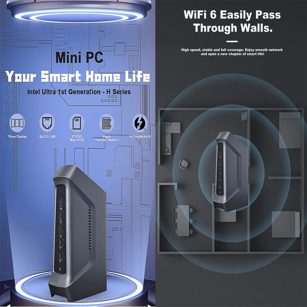 SZBOX Mini PC Small F12 125H No OS Intel Core Ultra 5 125H To No RAM or SSD Game Console Computer (up 4.5GHz) USB3.23 USB2.0 Type-C (Thunderbolt