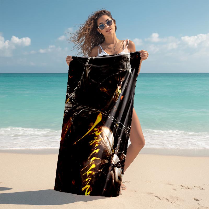 1pc Mortal Kombat4 Beach Towel, Comfortable and Thick, and Swimming/Bath/Picnic/Camping Towel, Suitable for Seaside Beaches