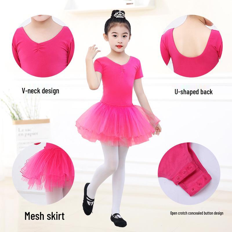 Wucaiyue Cotton Dance Outfit: Ballet Tulle Skirt Leotard for Girls & Women - Latin & Chinese Folk Performance Costume