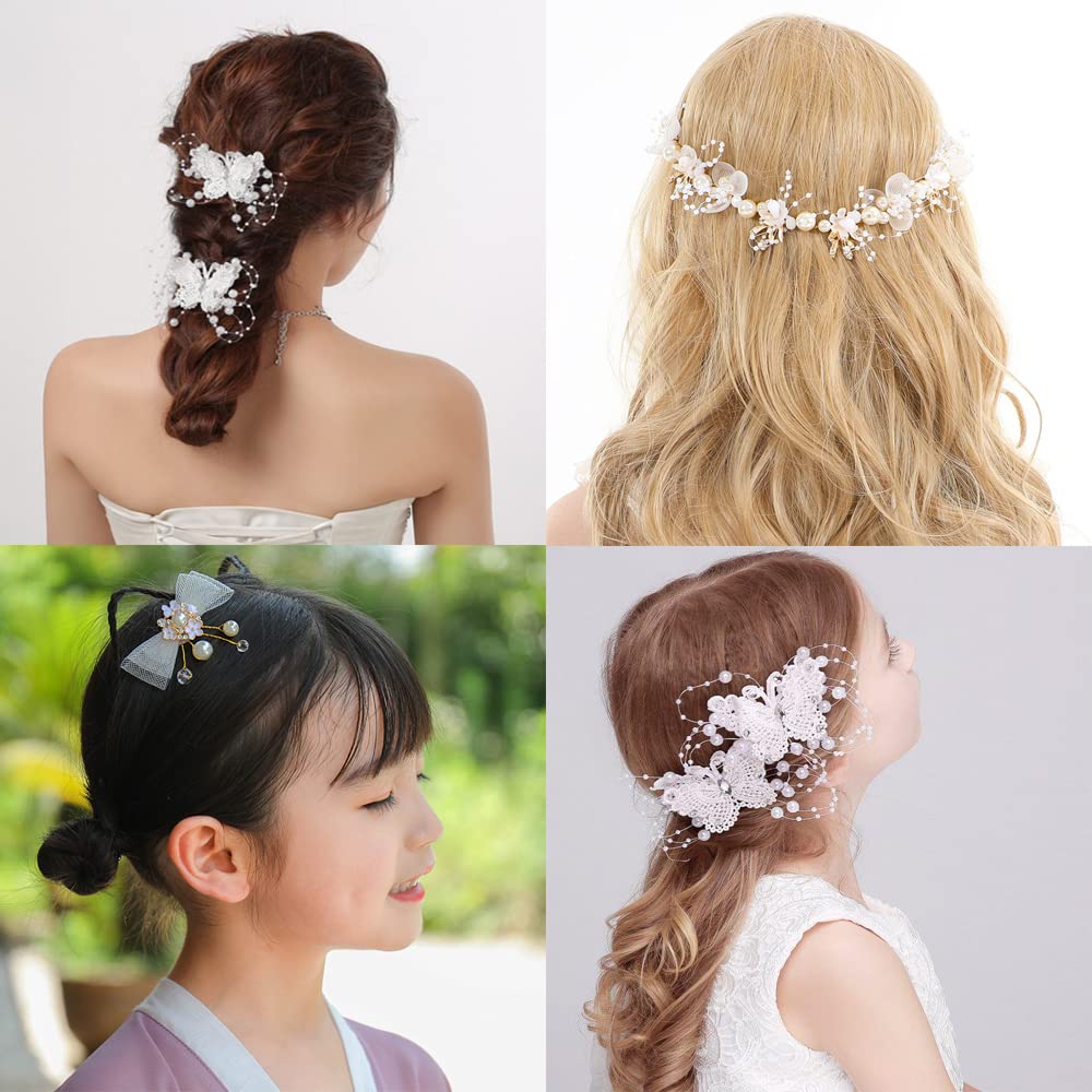 Samcos Hair Set for and Ribbon Hair Hair Hair Perfect for and Photo Shoots Ornaments, 3-Piece Kids, Flower, Butterfly, Accessories, Clips, Hairpins,