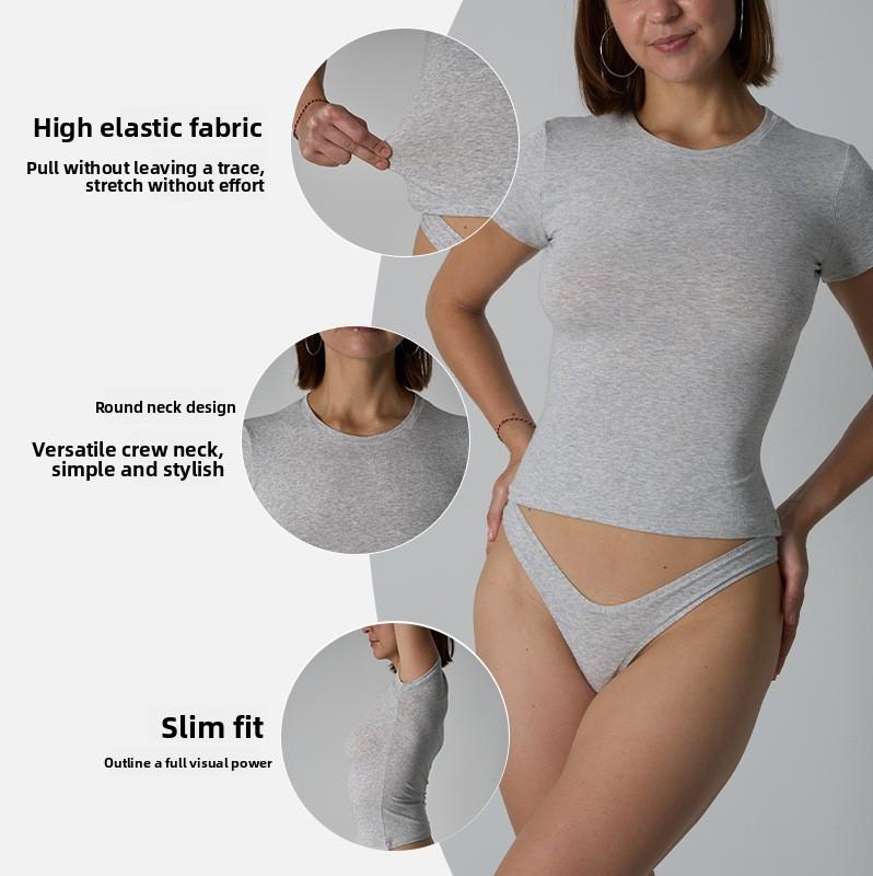 Cotton Jersey Tshirt For Women With Soft Stretch Fabric For Yoga And Casual Wear