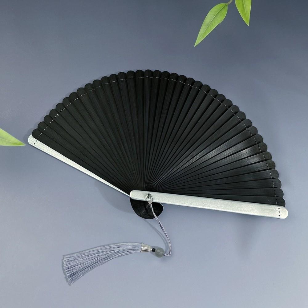 Vintage Handheld Fan Portable Hand Cranked Fan Exquisite Tassel Folding Fan Qipao Accessory