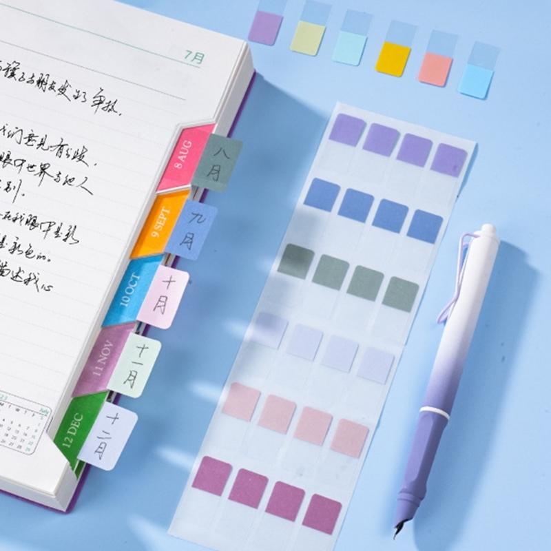 Colored PET Label 30/60/120Pcs Repositionable Writable Adhesive PET Note Page Marker for Notebook Planner Binder Folder