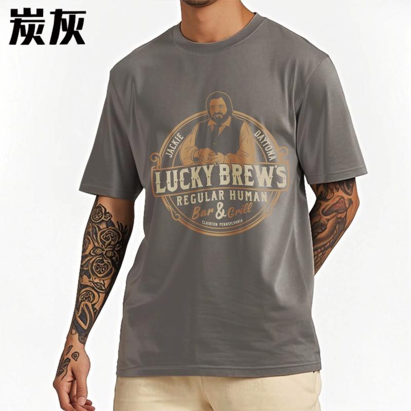 Stylish For Him Summer Tshirt Lucky Brews Regular Human Bar And Grill Short Sleeve Soft Oneck Women Tops Relaxed Fit Tshirt