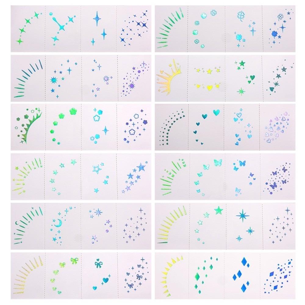 12pcs Waterproof Face Temporary Tattoos Long Lasting Makeup Stickers  Cosplay
