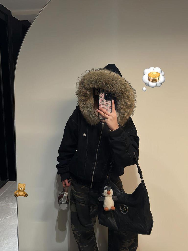 Women's 2025 Korean Style Fleece-Lined Thickened Parka - Cotton-Padded Winter Jacket