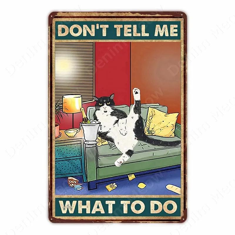 Black Cat Vintage Tin Signs, Funny Metal Art Poster, Wall Decor, Home, Bar, Pub, Cafe, Farm, Bathroom, I Hate Everyone