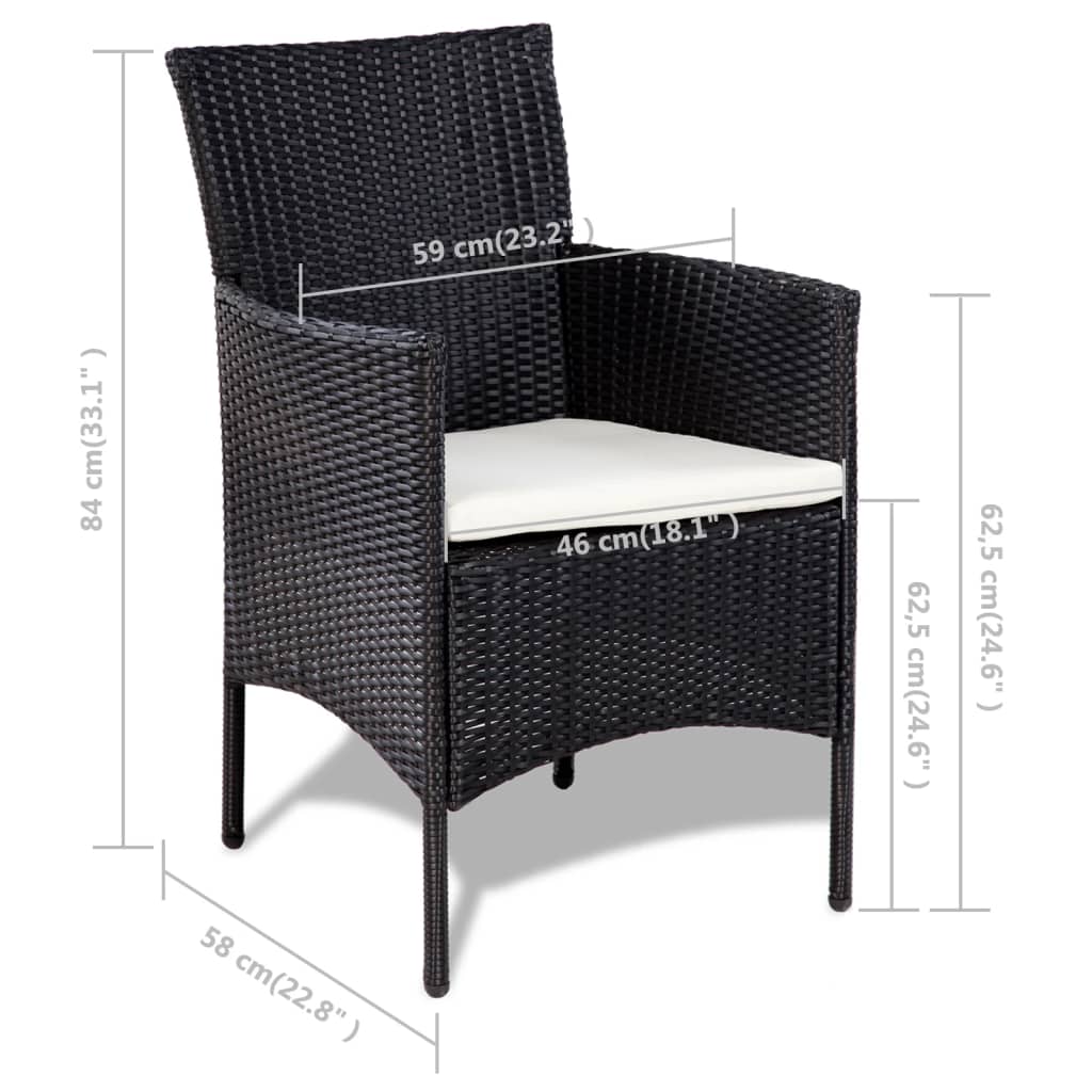 4 Piece Garden Lounge Set with Cushions Poly Rattan Black