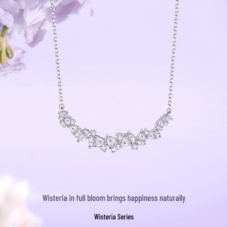 S925 Sterling Silver Wisteria Smiling Necklace: Women s Fashion Pendant with Clavicle Chain 925 Silver