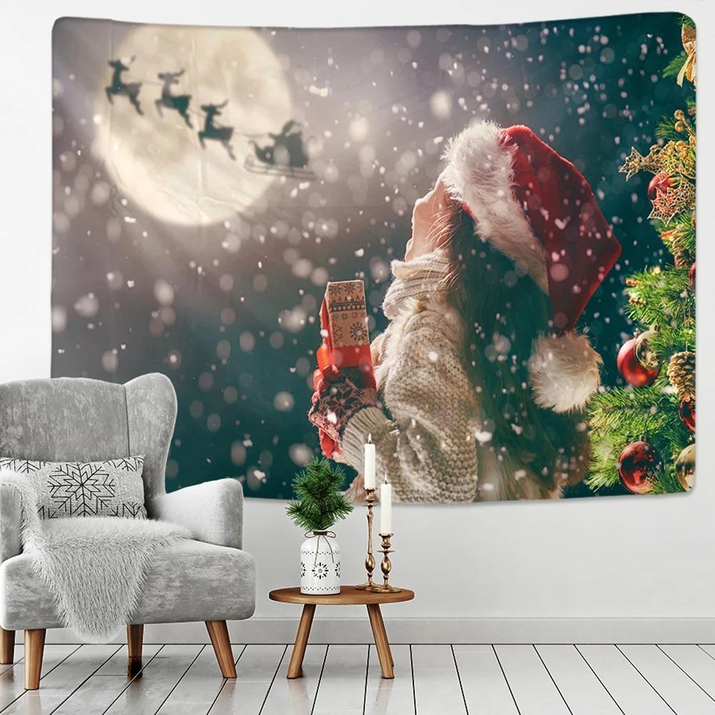 Christmas Tree Snowman Decorative Tapestry Home Living Room Bedroom Wall Decoration