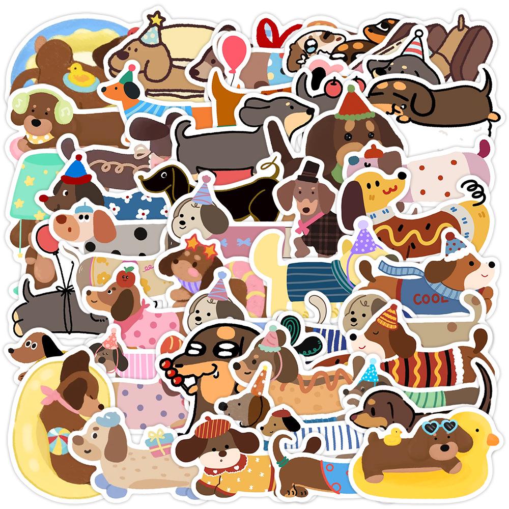 50PCS Cute Dachshund Stickers: Waterproof, Decorative Graffiti for Water Bottles & Computers