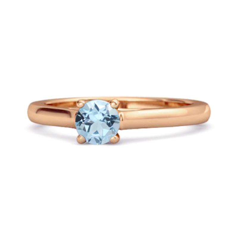 

Solitaire Round Cut Blue Topaz 925 Sterling Silver Rose Gold Vermeil Promise Ring 12 рожевий колір золота