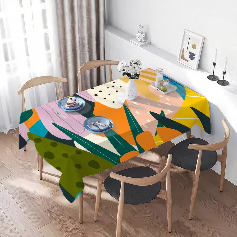 Artistic Abstract Pattern Rectangular Tablecloth - Stain-Resistant For Kitchen, Coffee Tables & Daily Use