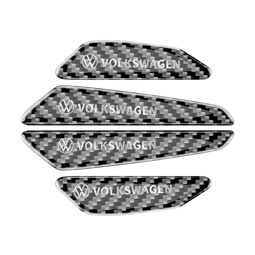 T304pcs Carbon Fiber Car Door Anti-collision Strips Edge Guard Scratch Protector Trim Valve Cap For Volkswagen MK6 Golf 6 GTI Jetta