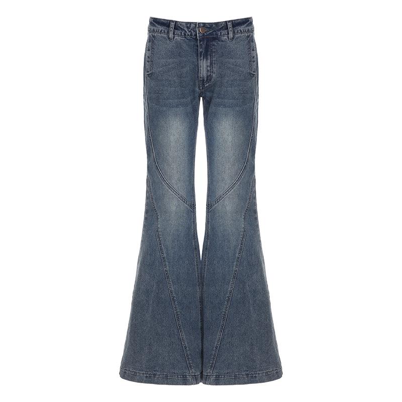 

Джинсы-клеш в стиле ретро с заниженной талией и потертостями L синий