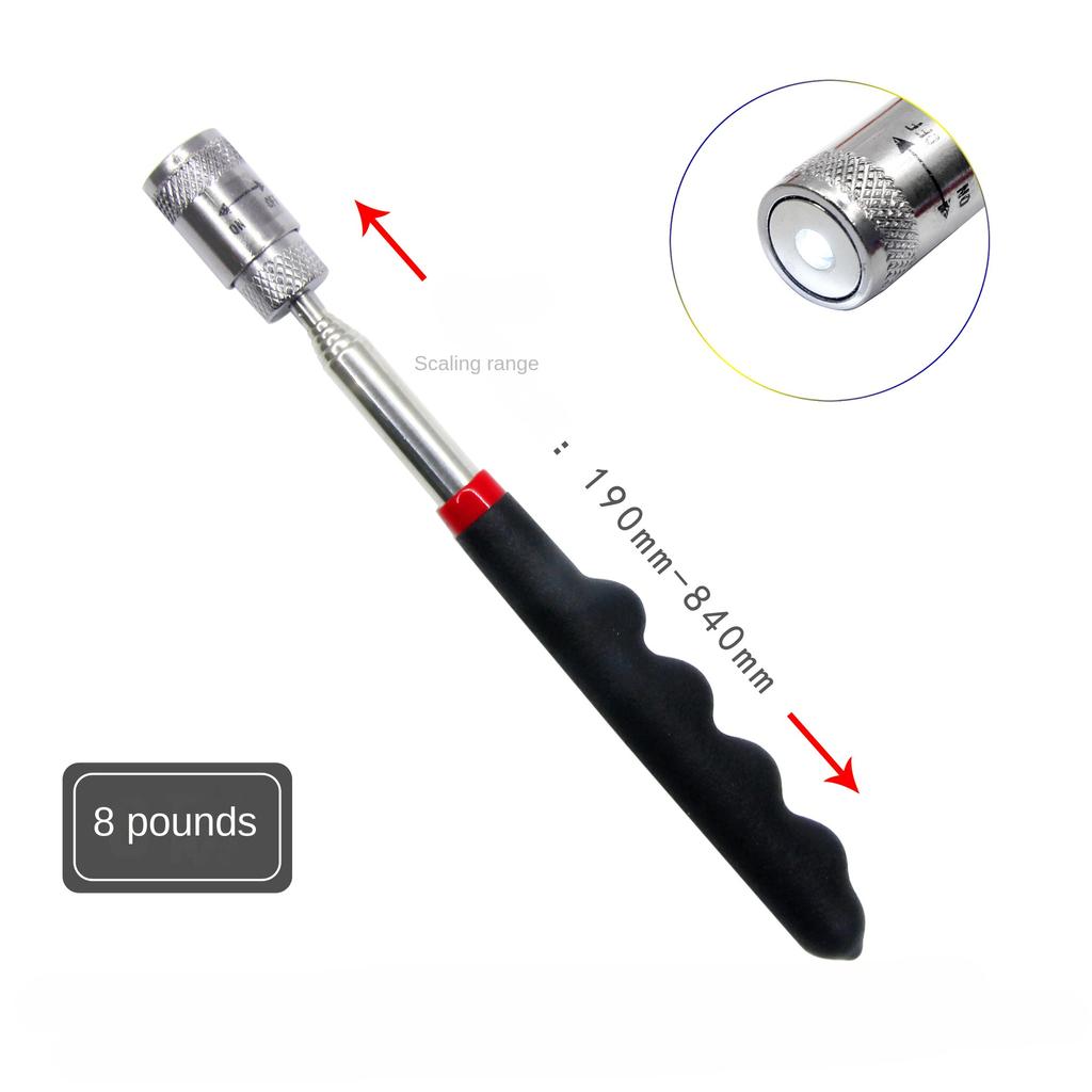 Metal 25810LB Pickup Stick Portable Metal Suction Stick Retractable Magnetic Pickup Auto Repair Tool with Light Magnetic Rod