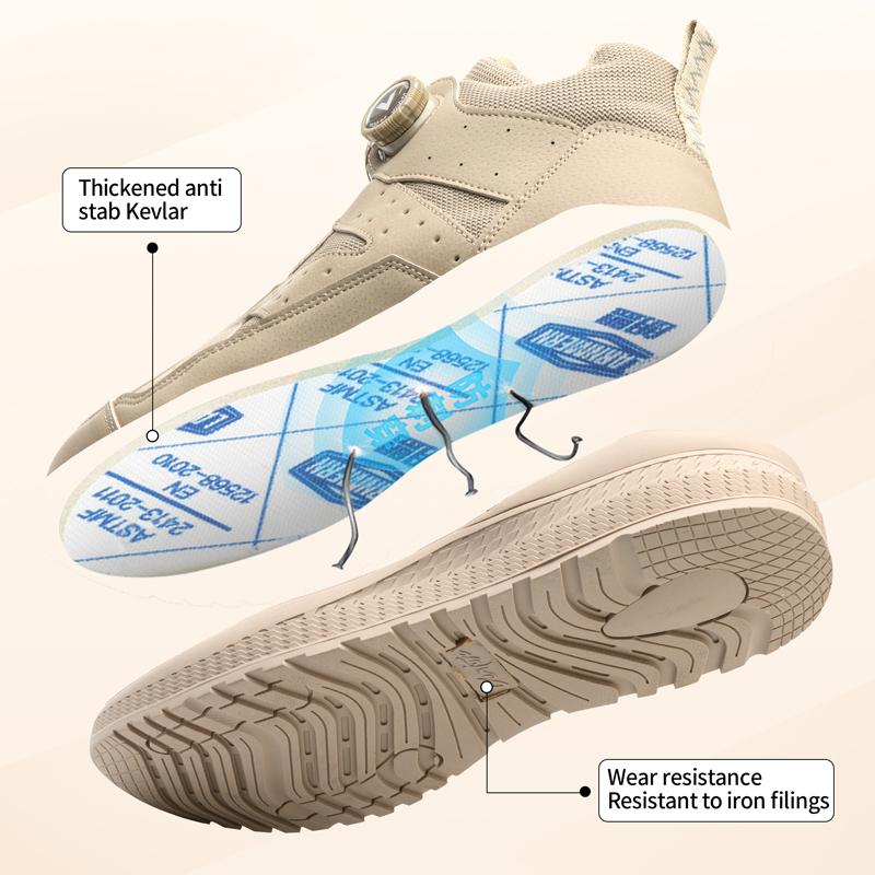 Rotating button Men's safety boots Work Shoes Puncture-Proof Steel toe shoes Non-slip Protection Shoes High top Security Boots