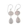 Natural Rose Quartz Gemstone 925 Sterling Silver Jewelry Handmade Earrings 1.88" EE-73-25