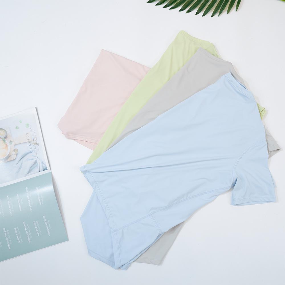 Schnelltrocknendes Eis-Seiden-Yoga-T-Shirt: Dehnbar, Weich, Rundhalsausschnitt, Sonnenschutz, Schlankmachende Passform für Sommer-Fitness