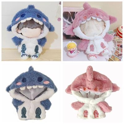 Doll Accessories Cartoon Shark Coat 20cm Miniature Plush Hoodies Doll Clothes  Cotton Stuffed Dolls