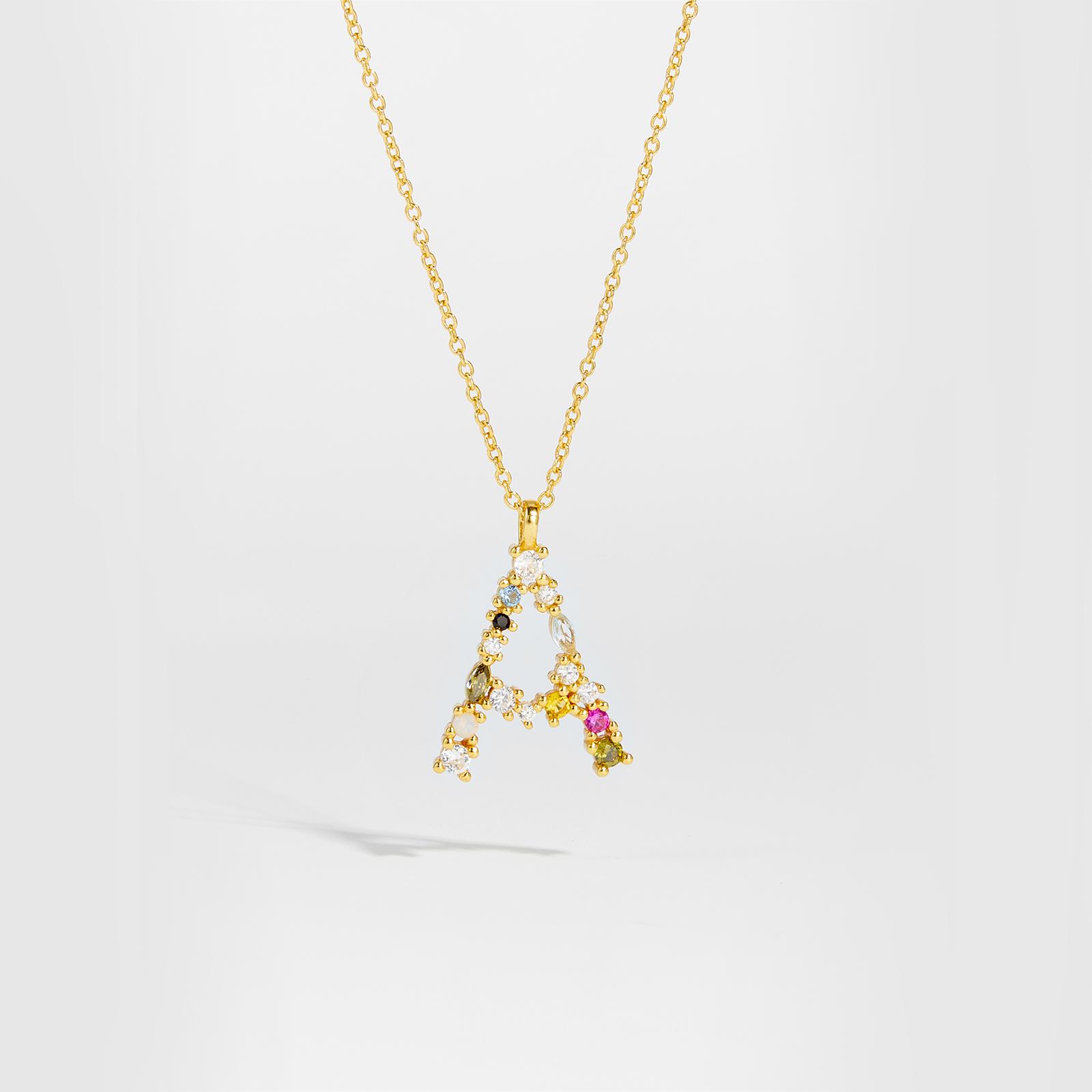 ANDYWEN 925 Silver Gold Letter M Pendant Initial F Alphabet Necklace Monogram Opals Women Accessories Jewelry