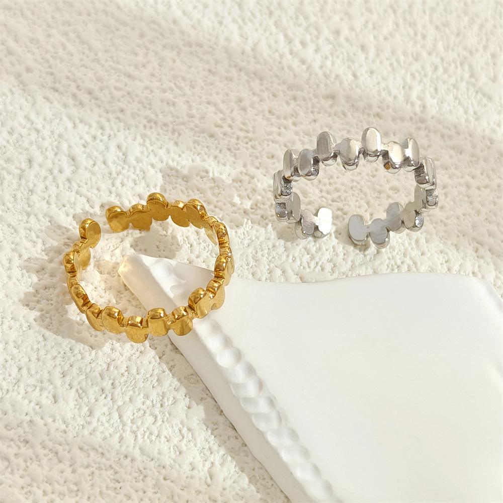 Titanium Steel Geometric Irregular Ring with 18K Gold Plating, Non-Fading, Exquisite Niche Design