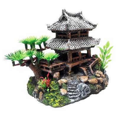 Charmoon Akvaryum Balık Tankı Japon Gerçekçi Barınak Süs Eşyası, Kule, Kale, Stil, Saklanma Yeri,