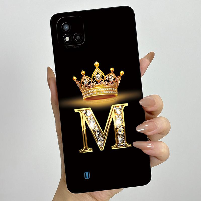 For Realme C11 2021 RMX3231 C20 Case Crown Letter Liquid Silicone Soft Phone Cases For RealmeC20 C20A Full Protection Back Cover