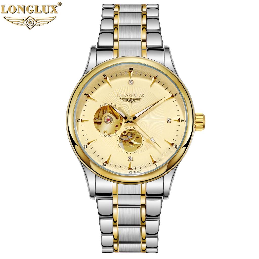 LONGLUX Skeleton Herren wasserdichte Uhren Business Automatische mechanische Uhren Herrenuhren