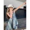 Vintage Tie-dye Lazy Wind Sanya Seaside Vacation Beach Long Skirt Suspender Dress Women's Summer Loose