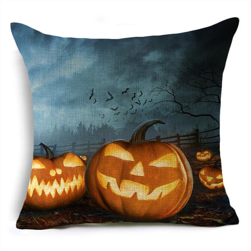 Halloween Pumpkin Lantern Witch Tomb Decoration Pattern Pillow Cover Living Room Dining Room Sofa Cinema Seat Throw Pillow Cover
