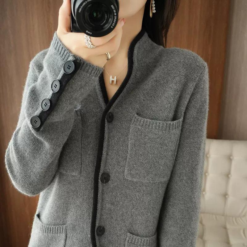 High-End Wool Cashmere Cardigan: Elegant Plus-Size Knitwear for Autumn/Winter